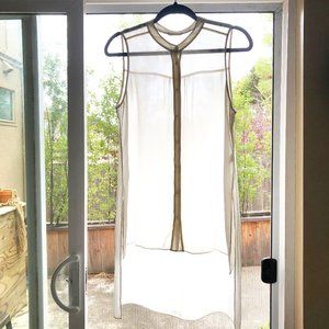 Eileen Fisher Silk Mock Neck Blouse Bone